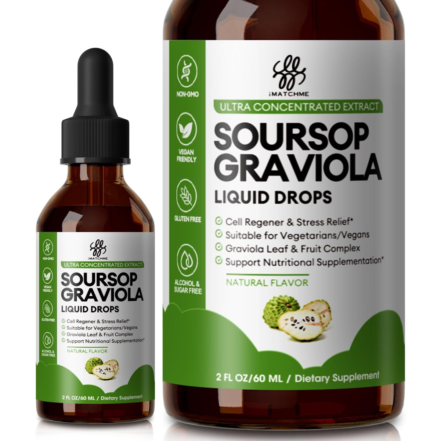 iMATCHME Soursop Graviola Liquid Drops – Immune & Gut Health Support, 2 fl oz