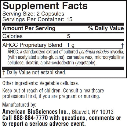 ImmPower AHCC Supplement by American BioSciences - 500 mg, 30 Vegetarian Capsules | Immune Support