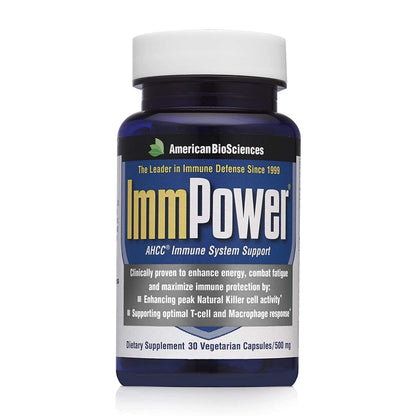 ImmPower AHCC Supplement by American BioSciences - 500 mg, 30 Vegetarian Capsules | Immune Support