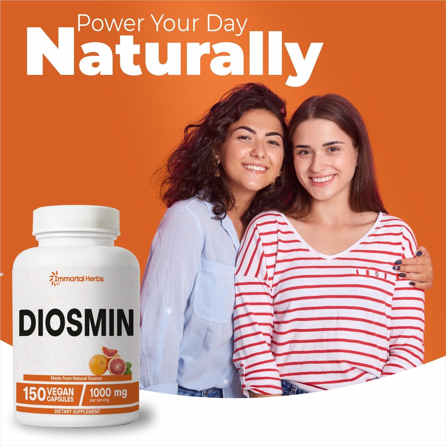 Immortal Herbs Diosmin 1000mg Complex – 150 Vegan Capsules | Citrus Bioflavonoids, Non-GMO, Gluten Free