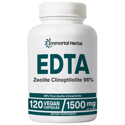 Immortal Herbs Calcium Disodium EDTA Capsules 1500mg with Zeolite Clinoptilolite & Milk Thistle – 120 Vegan, Non-GMO, Gluten Free