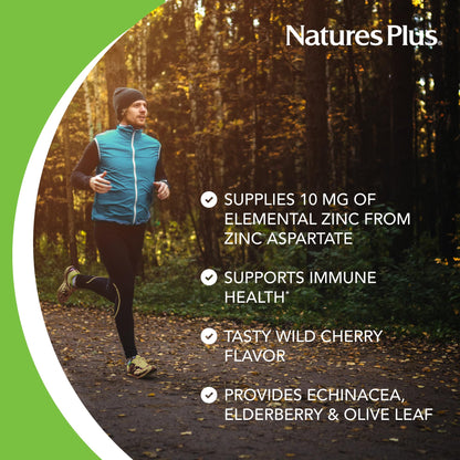 NaturesPlus ImmunActin Zinc Lozenges – Wild Cherry, 60 Vegan Lozenges | Immune Support