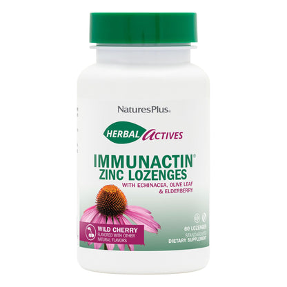 NaturesPlus ImmunActin Zinc Lozenges – Wild Cherry, 60 Vegan Lozenges | Immune Support