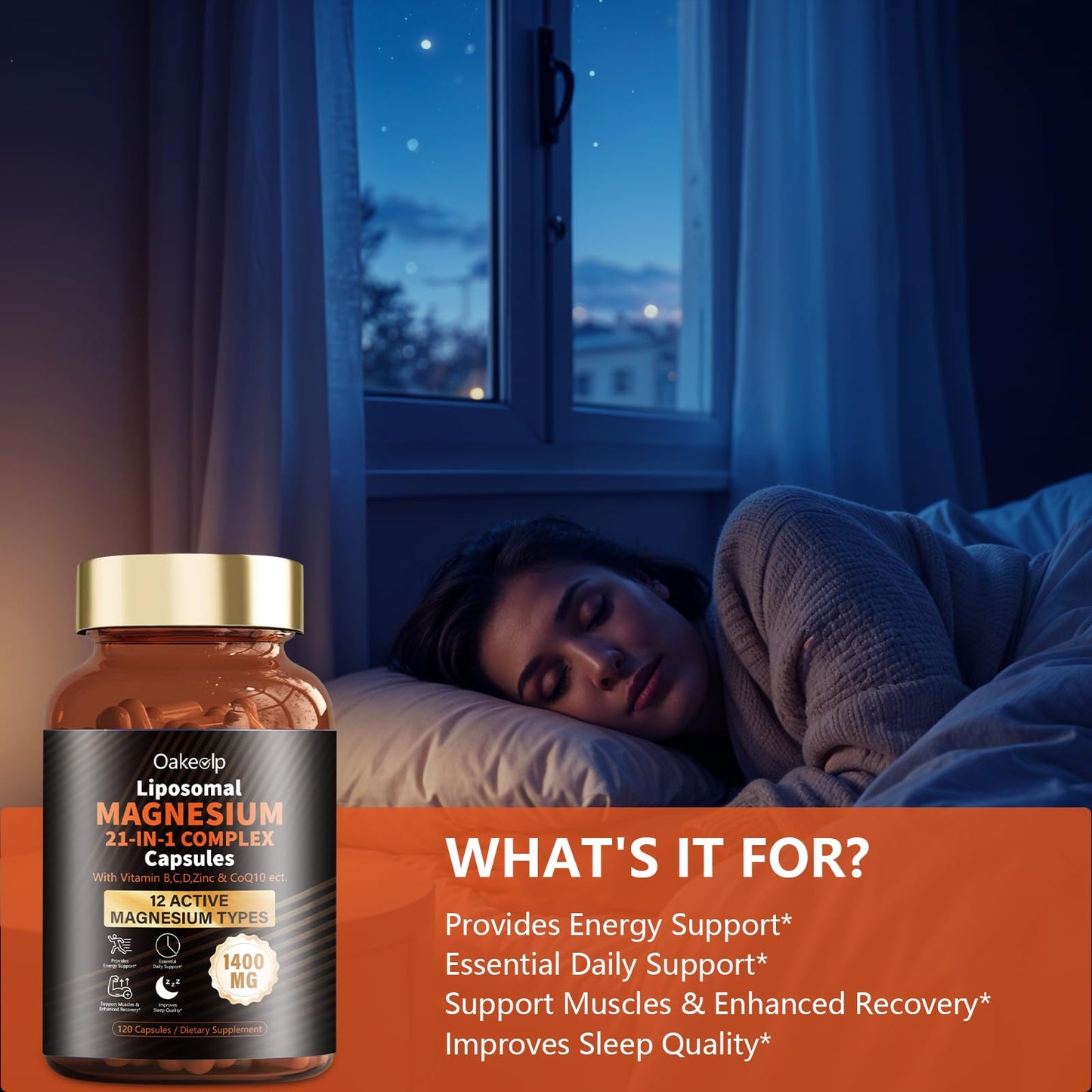 21-in-1 Liposomal Magnesium Complex 1400mg | 12 Forms + D3, B6, B12, Ashwagandha & CoQ10
