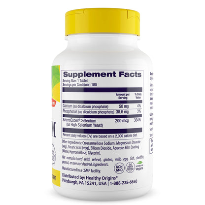 Healthy Origins Selenium 200 mcg – SelenoExcell, Fermented, 180 Tablets