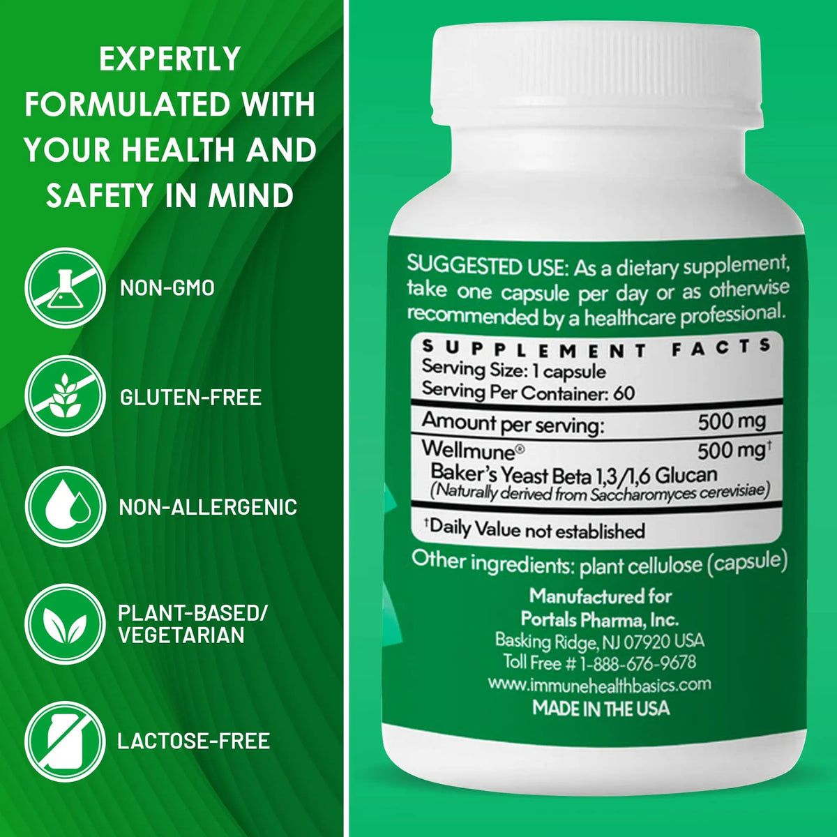 Immune Health Basics Ultra Strength Immunity – Clinically Studied Beta Glucan, Gluten-Free Vegan Capsules, 60 Count, 500 mg BritishVita | Premium UK Vitamins & Wellness Supplements