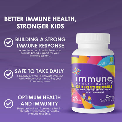 Immune Health Basics Children's Chewable Tablets | Wellmune Beta Glucan Immunity for Kids