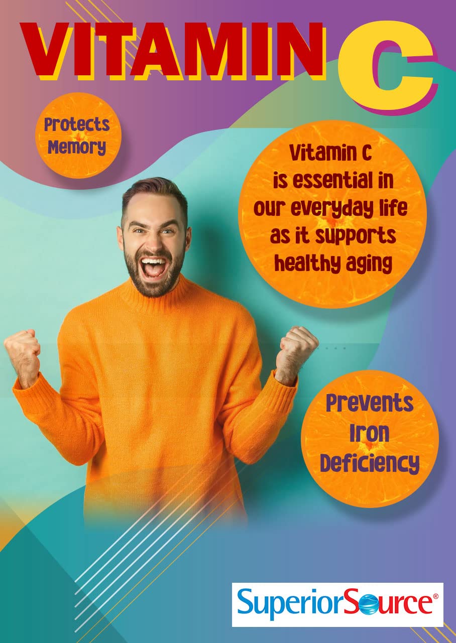 Superior Source Vitamin C 500 mg Sour Cherry Melts - Sublingual 90 Tablets for Immune Support