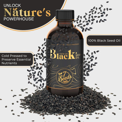 7 Seeds Cold Pressed Black Seed Oil - 240 ml Cold Pressed Nigella Sativa Liquid for Immune Support, Inflamation Support, Digestion, Hair & Skin (8 Fl Oz)