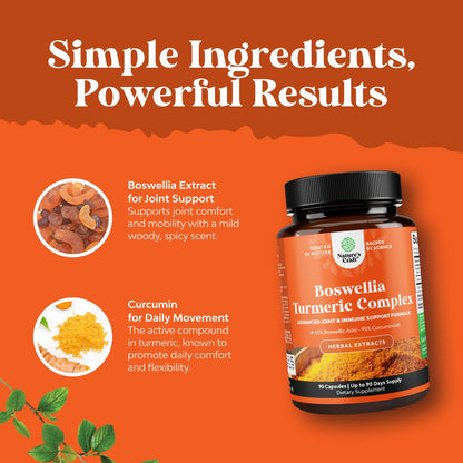 Boswellia Turmeric Capsules 500 mg – Joint & Immune Support | 90 Count