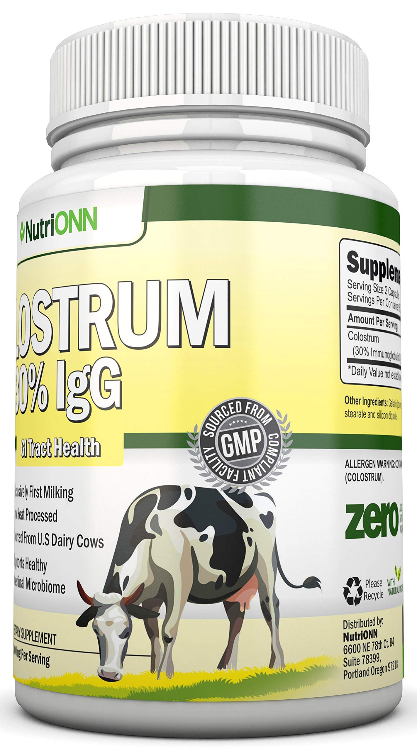 Colostrum 1000mg | 120 Capsules | 30% IgG | First Milking US Dairy