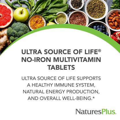 NaturesPlus Ultra Source of Life No-Iron Multivitamin - 180 Tablets