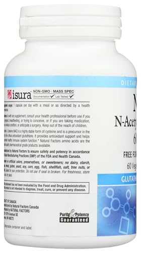 Natural Factors NAC 600 mg – N-Acetyl-L-Cysteine for Immune Support, Liver & Lung Health | 60 Veg Capsules
