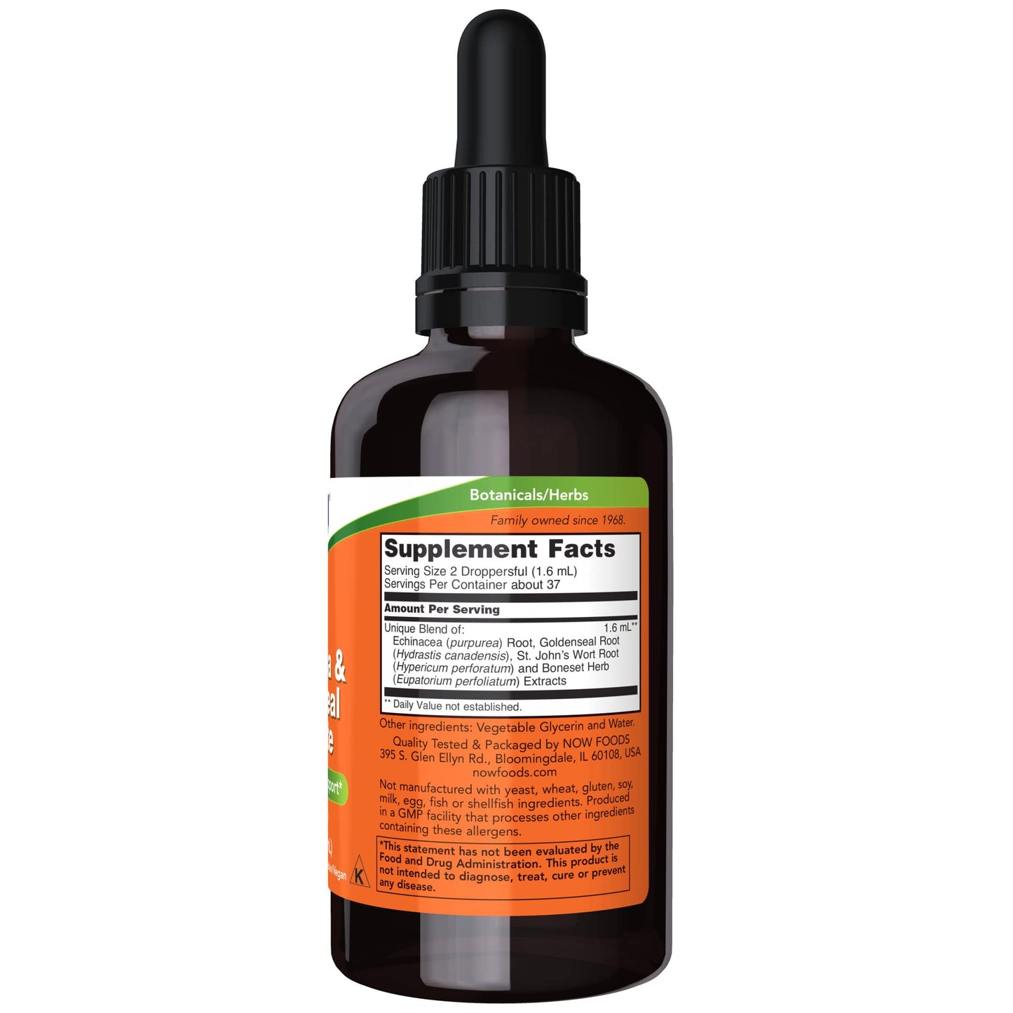 NOW Foods Echinacea & Goldenseal Glycerite with Dropper – Immune Support, 2-Ounce