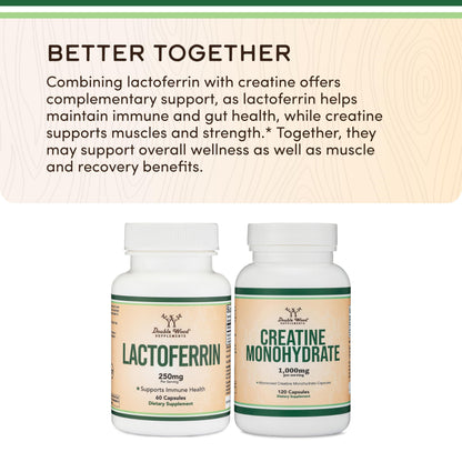 Lactoferrin 250mg – Bioferrin Lactoferrin (60 Caps) for Iron Support & Immune Health | Double Wood