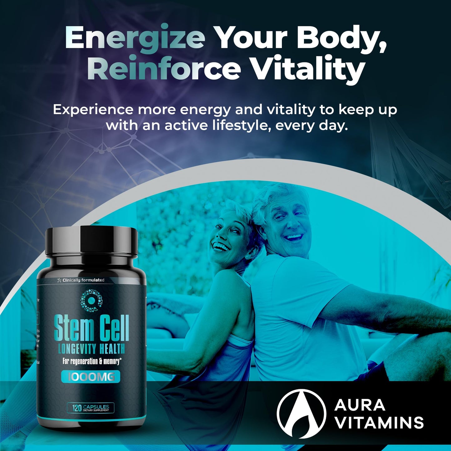 Premium Stem Cell Supplements 1000mg (120 Caps) – Immunity & Anti-Aging with Spirulina & Chlorella