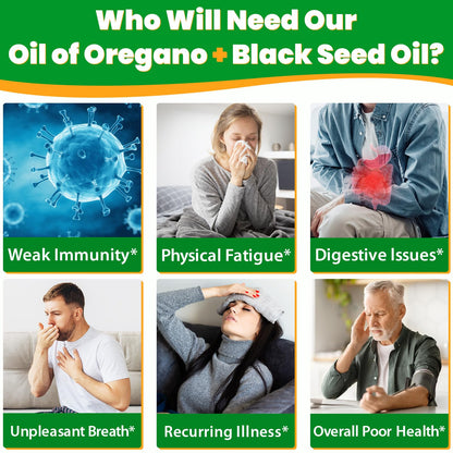 Oil Of Oregano with Black Seed Oil - 20000mg Oregano | 20x Carvacrol & Thymoquinone | 17-in-1 Immune & Digestive Support | 120 Liquid Phyto-Capsules