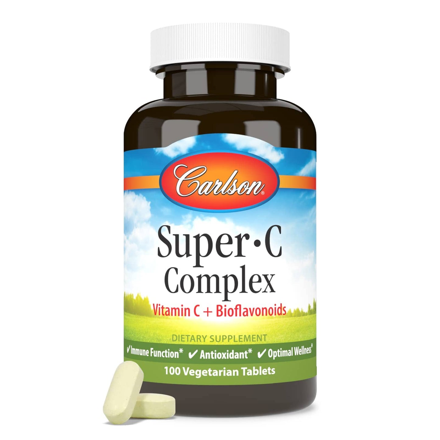 Carlson Super-C Complex Vitamin C + Bioflavonoids – Immune Support | 100 Vegetarian Tablets