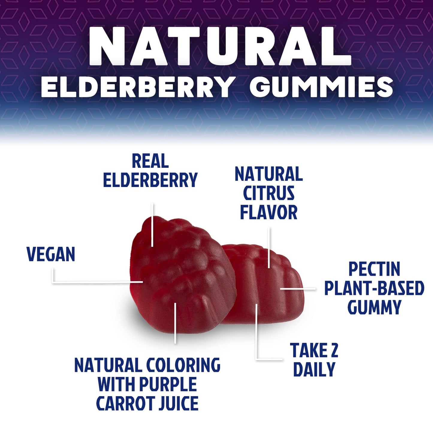 Immune Support Gummies - Sambucus Elderberry with Zinc & Vitamin C | Vegan Immune Support for Adults & Kids | 60 Gummies