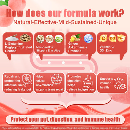 L-Glutamine 1200mg Gut & Immune Support Gummies – Sugar-Free, Vegan, 60 Count