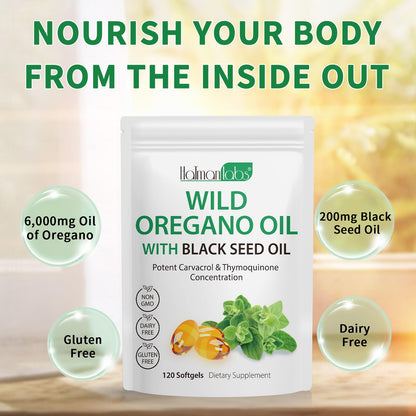 Oil of Oregano Softgels with Black Seed Oil – Immune Support, 120 Softgels