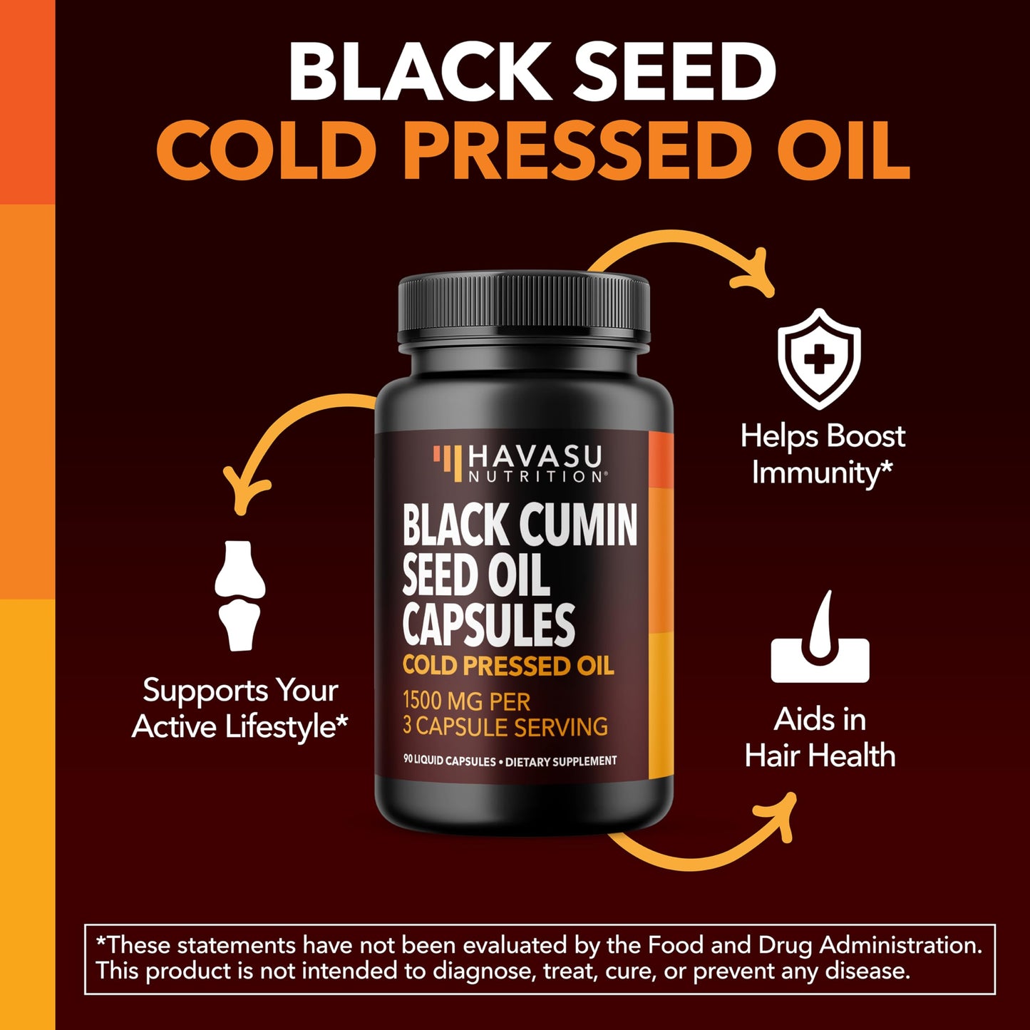 Cold Pressed Black Seed Oil Capsules 1500mg | Immune Support, Digestive Health & Hair & Skin - Nigella Sativa