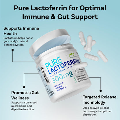MyImmunity Pure Lactoferrin 300mg | Immune Support & Iron Absorption | Gluten-Free (60 Capsules)
