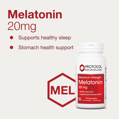 Melatonin Maximum Strength 20 mg – Sleep Support for Adults | 90 Veg Capsules