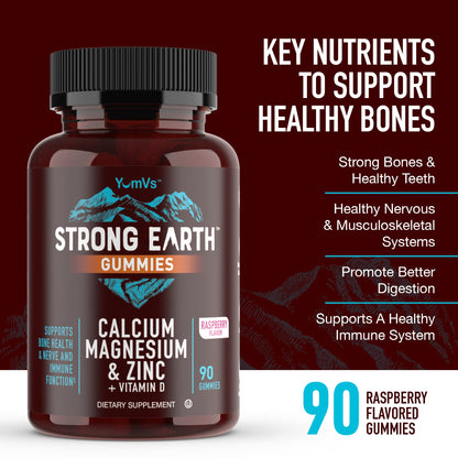 Calcium Magnesium Zinc Gummies with Vitamin D3 – Bone Strength & Immune Support – 90 Count Kosher Gummy Vitamins