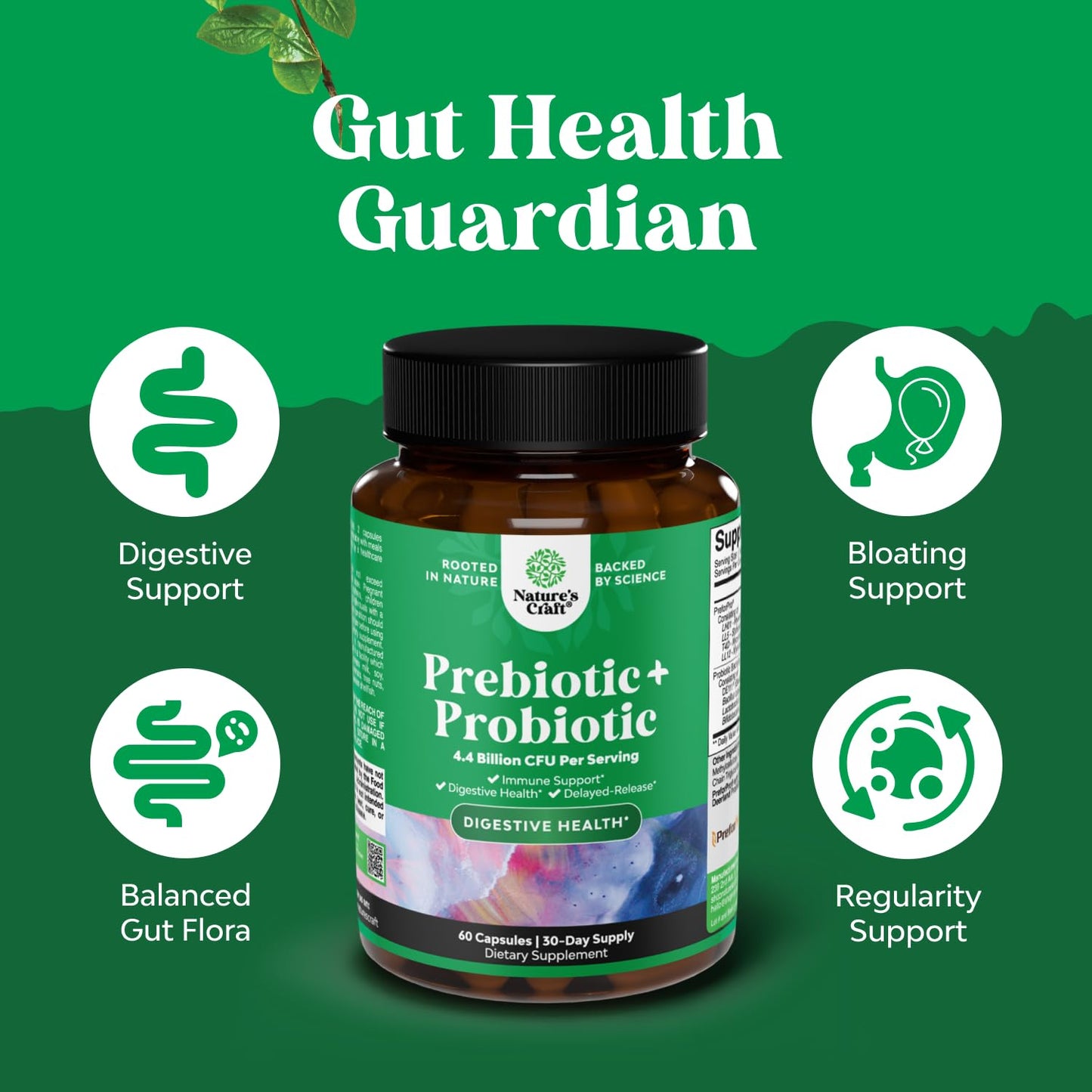 Prebiotics & Probiotics Gut Health Supplement - Probiotics for Men & Women