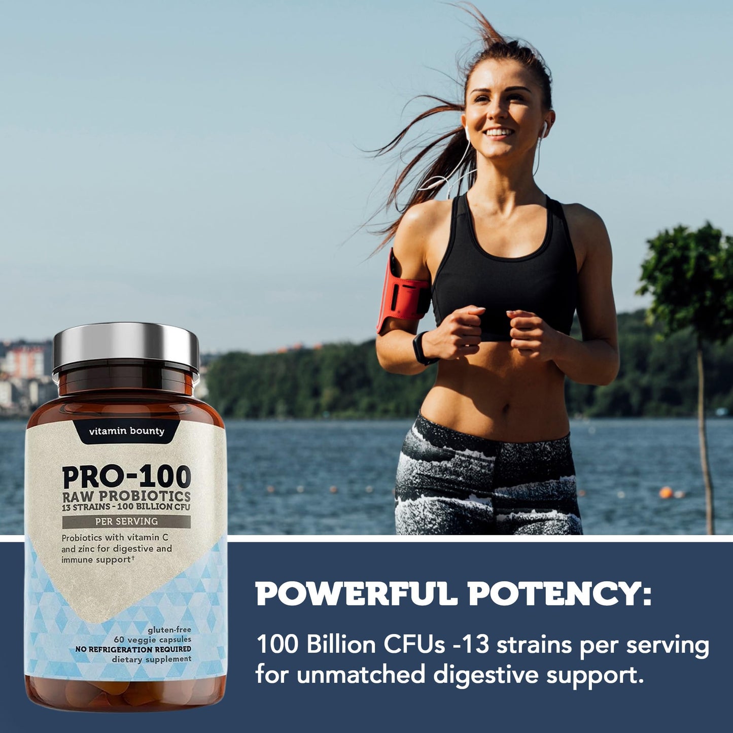 Vitamin Bounty Pro-100 Probiotic – 100B CFU, 13 Strains | Gut & Immune Support