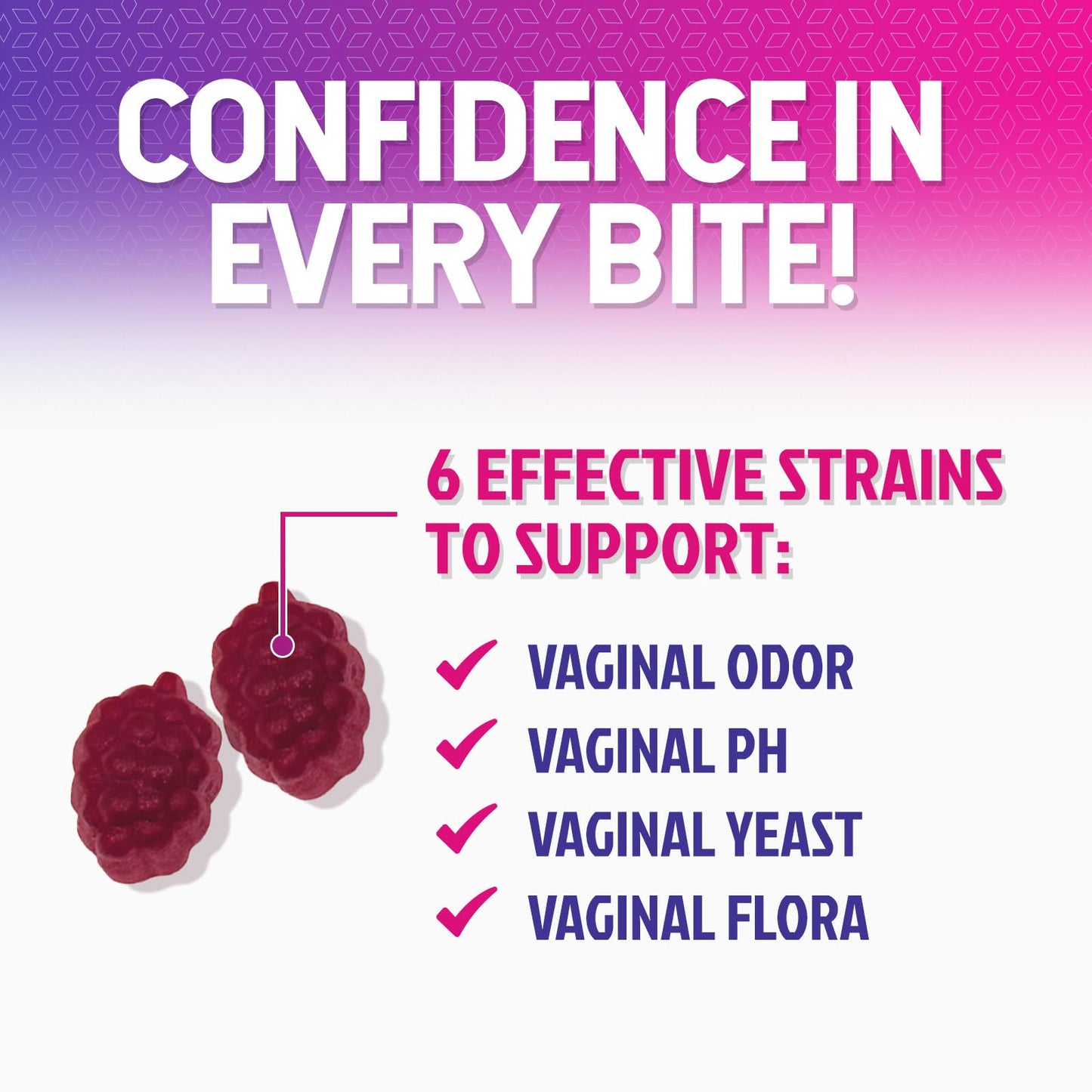 Probiotics for Women Gummies with Cranberry — 3 Billion CFU, 6 Strains, Digestive & Vaginal Health (60 Gummies)