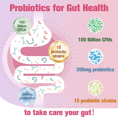 Probiotics for Women | 100B CFU with Prebiotics, Digestive Enzymes, D-Mannose & Cranberry - 120 Capsules