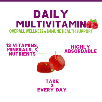 Multivitamin Gummies for Adults – Vitamins A, C, D & B12 | For Women & Men | Nature's Multi VIT Vitamin (60 Gummies)