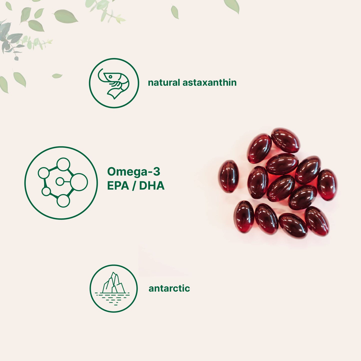 Antarctic Krill Oil 1000mg – 300 Soft-Gels with Natural Astaxanthin | EPA & DHA