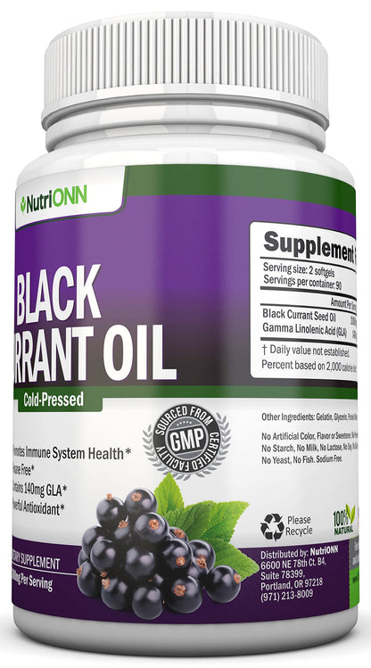 Black Currant Oil 1000 mg - 180 Softgels | Cold-Pressed & Hexane Free