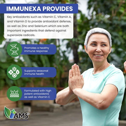 America Medic & Science Immunexa 7 in 1 Immune Support Booster (60 Capsules) – Vitamin A, C, D3, Zinc, Elderberry, Echinacea, Selenium | Gluten-Free, Non-GMO