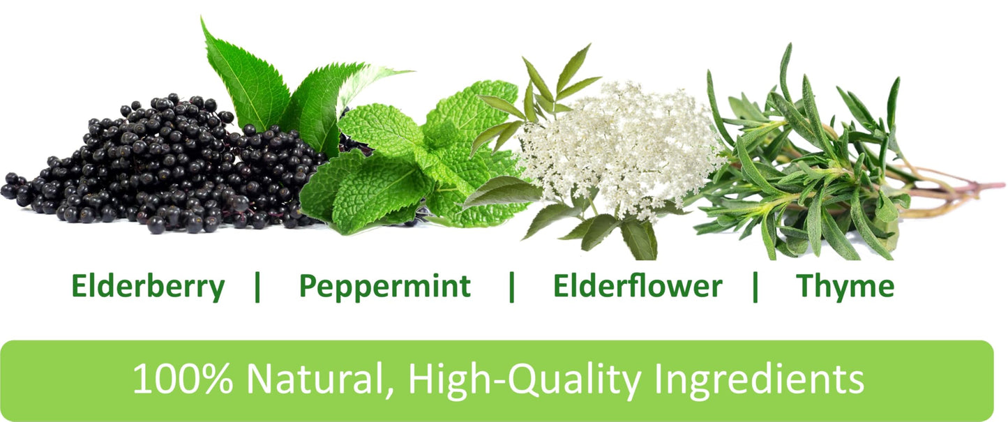Immunia Elderberry Syrup – No Sugar Added, with Elderberry, Elderflower, Thyme & Peppermint | 24 Days per Bottle (1-Pack)