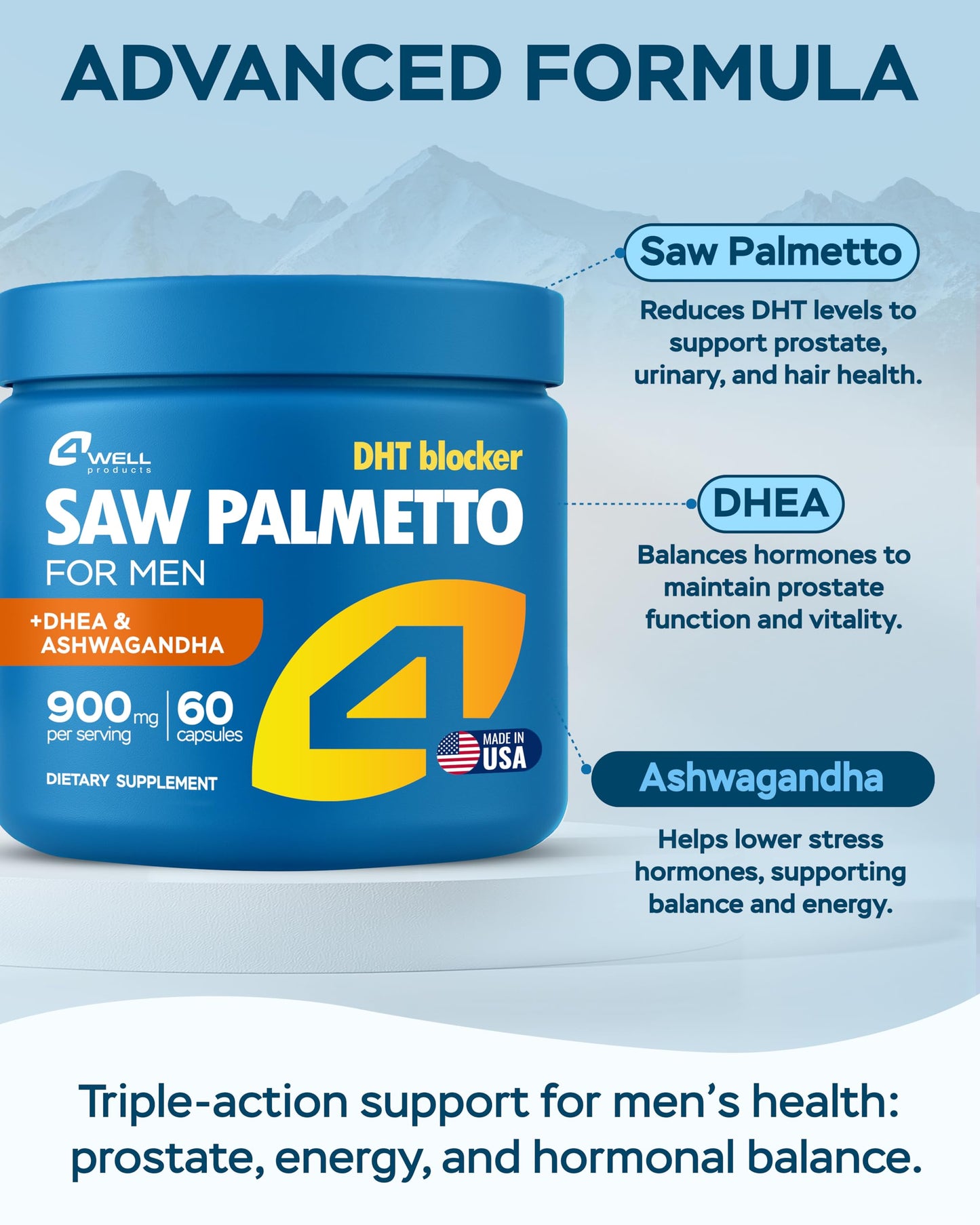 Improved Complex Saw Palmetto for Men – Prostate Health & Hair Support 900mg