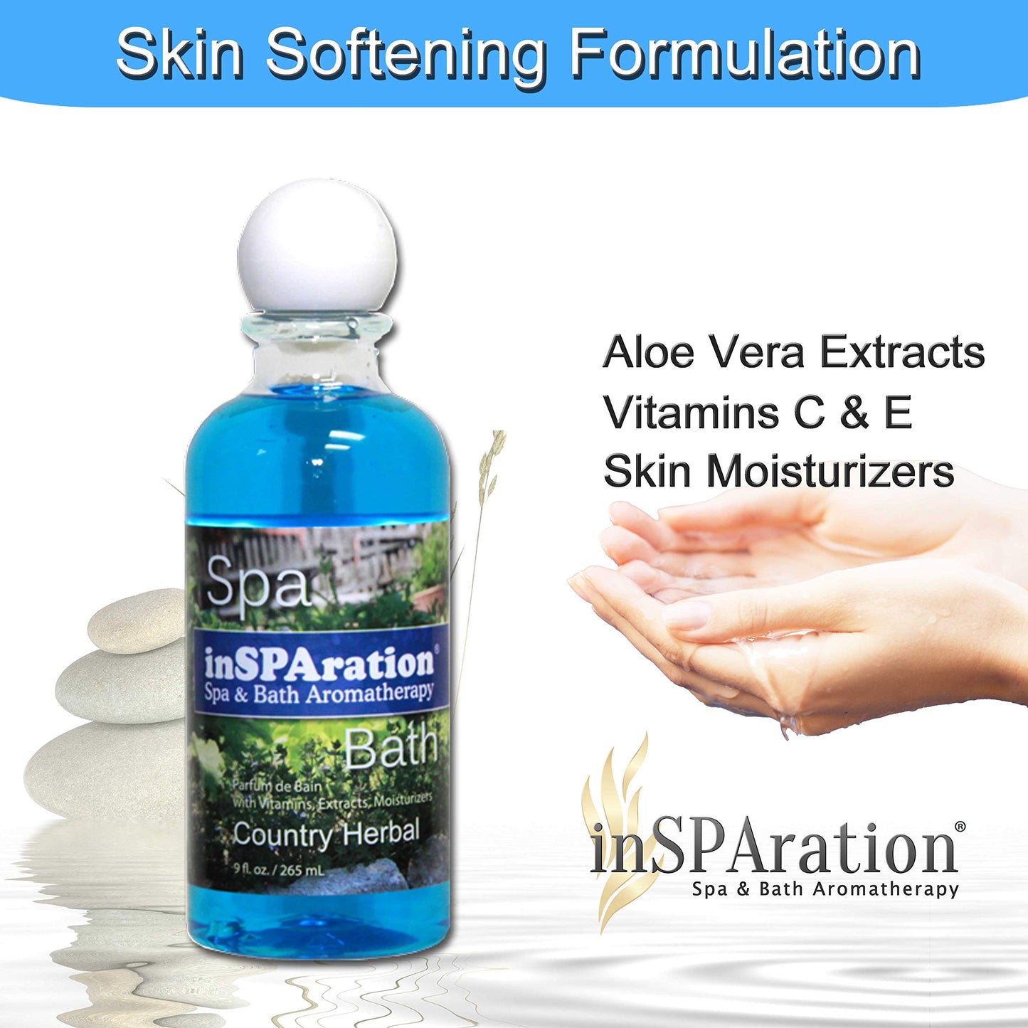 inSPAration Spa & Bath Aromatherapy 113X - 9 oz Country Herbal Blue