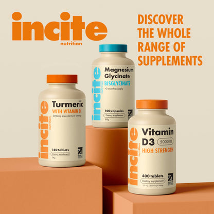 Incite Nutrition Vitamin D3 5000iu - 400 Micro Tablets, High Strength, UK Made