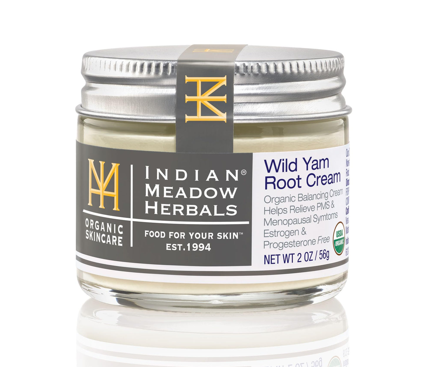 Indian Meadow Herbals Wild Yam Root Cream (2oz) – Organic PMS & Menopause Support (Estrogen & Progesterone Free)