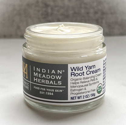 Indian Meadow Herbals Wild Yam Root Cream (2oz) – Organic PMS & Menopause Support (Estrogen & Progesterone Free)