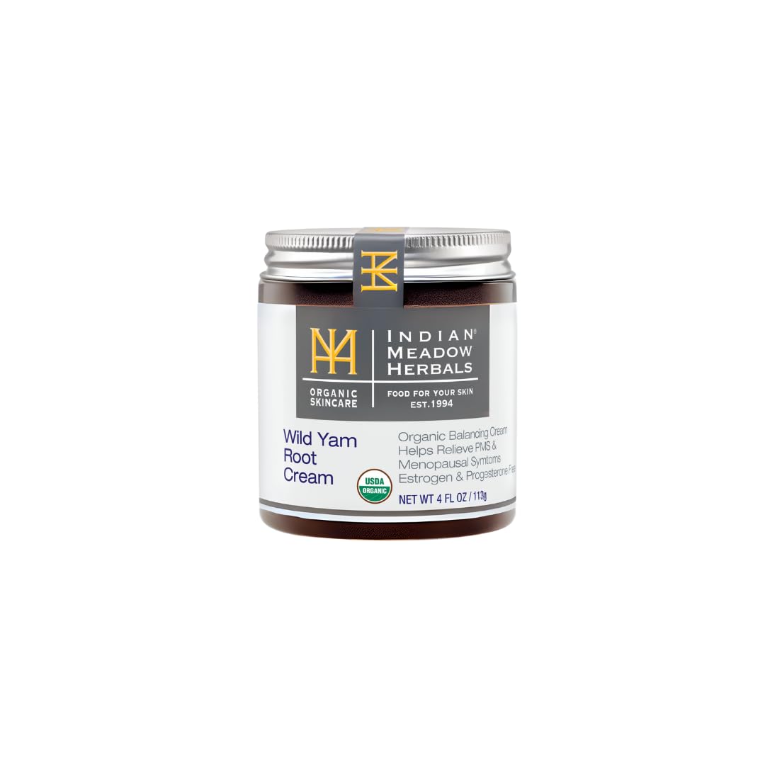 Indian Meadow Herbals Wild Yam Root Cream (4oz) – Organic PMS & Menopause Relief, Estrogen & Progesterone-Free | Made in USA