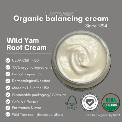 Indian Meadow Herbals Wild Yam Root Cream (4oz) – Organic PMS & Menopause Relief, Estrogen & Progesterone-Free | Made in USA
