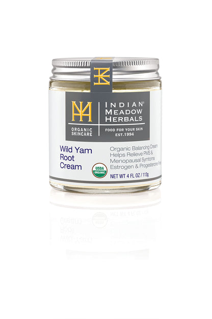 Indian Meadow Herbals Wild Yam Root Cream (4oz) – Organic PMS & Menopause Relief, Estrogen & Progesterone-Free | Made in USA