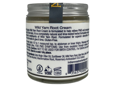 Indian Meadow Herbals Wild Yam Root Cream (4oz) – Organic PMS & Menopause Relief, Estrogen & Progesterone-Free | Made in USA