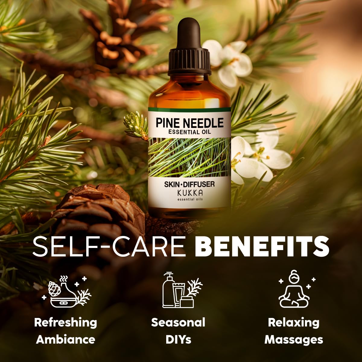 Kukka Pine Essential Oil for Diffuser - 4 Fl Oz - Pine Needle Oil, Woody Scent