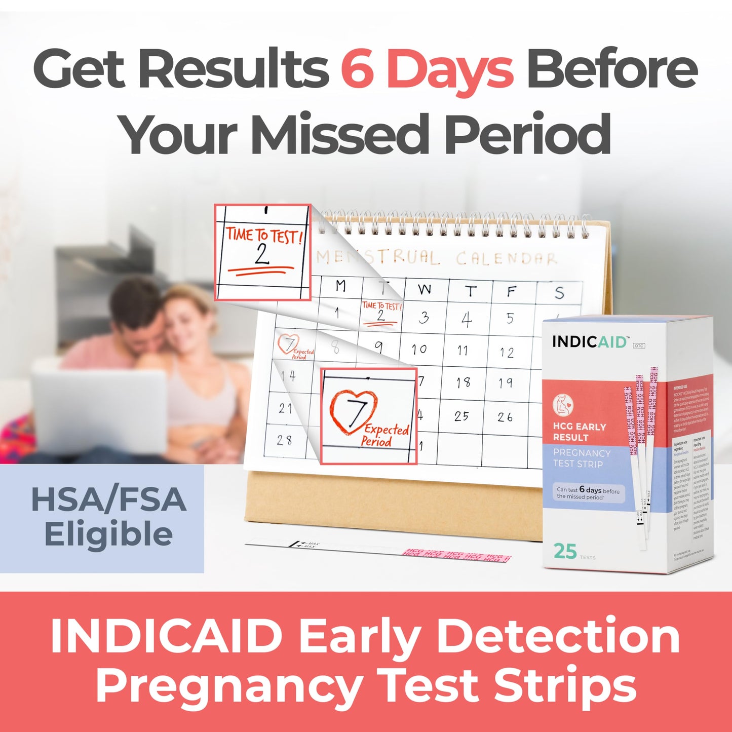 Stop Waiting: Early Detection Pregnancy Test Strips — 10 mIU/mL Sensitivity, 6 Days Sooner, 25-Count Kit, 3 Minute Result, 99%+ Accuracy | INDICAID