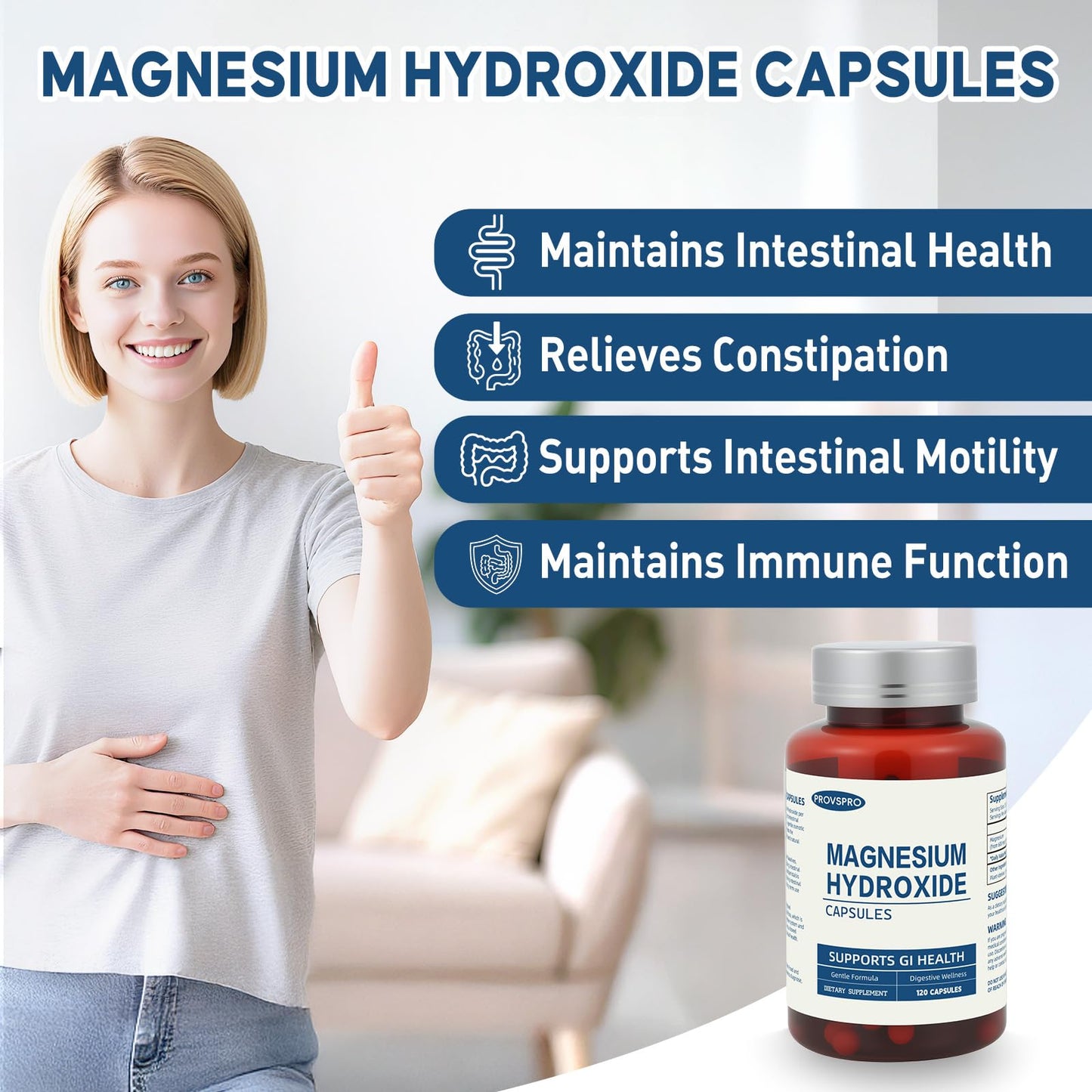 Magnesium Hydroxide Capsules – Constipation Relief & Digestive Health (120 capsules)